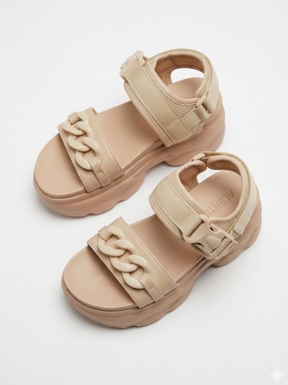 Chunky Chain Strap Platform Sandals in Blush